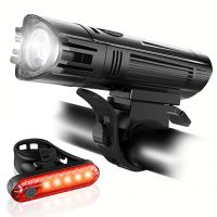 conjunto de luces para bicicleta potentes luz delantera y trasera recargable por usb resistente al agua y con linterna