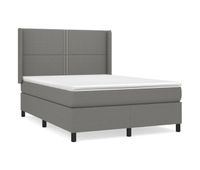 cama box spring con colchon tela gris oscuro 140x190 cm liso con clavos