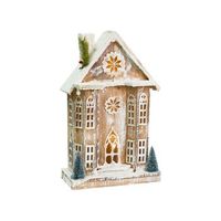 decoracion de navidad led madera de abeto hecho a mano figura de casa marron claro unari