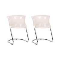 conjunto de 2 sillas de comedor modernas de material sintetico con patas de metal respaldo curvo blanco crema oshkosh