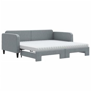 Sofá Cama Nido Con Colchón Tela Gris Claro 100x200 Cm Vidaxl
