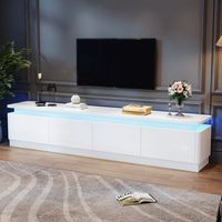 mueble tv con luces led - mueble para salon - tablero de particulas - blanco 180x34x40cm