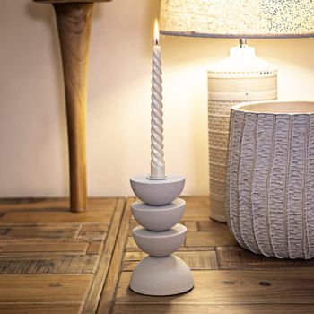 Candelabro de metal color crema cm ø 9x15