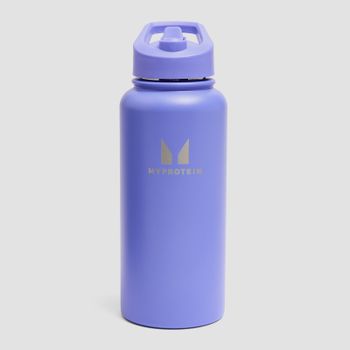 Botella de metal reciclado con pajita abatible de Myprotein 1 L - Índigo intenso