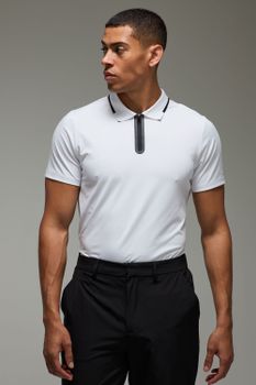 Man Active Golf Polo Shirt, Blanco
