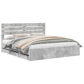 Estructura De Cama Gris Concreto 180 X 200 Cm Madera Ingenieril Vidaxl