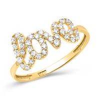 anillo 8 quilates oro amarillo love circonita