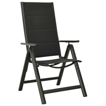 Pack 2 Uds Sillas Plegables De Jardín | Silla De Exterior | Sillón Textileno Aluminio Negro