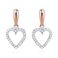 pendientes corazon de oro rosa de 14 quilates con diamantes