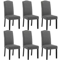 set 6 sillas de comedor de lino sillas de cocina con respaldo alto sillas tapizadas para sala de estar - gris oscuro - woltu