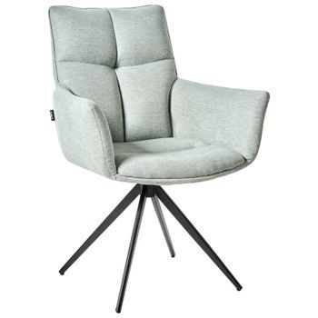 Silla De Comedor Giratoria Tapicería De Poliéster Patas De Hierro Negro Reposabrazos De Estilo Moderno Muebles De Comedor Verde Menta Corbie