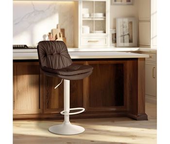 Taburete de bar laurel en polipiel simil cuero marrón 54x46x92 cm