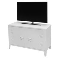 mueble para tv estilo industrial con 2 puertas de metal - dimensiones 100x40x53 cm color blanco