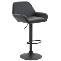 taburete de bar x1 reposapies en forma de arco en metal negro asiento de pvc negro 100004544