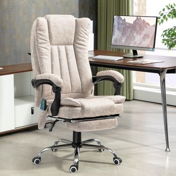 Silla De Oficina Masaje De Poliéster Vinsetto 62x67x113-120 Cm Crema