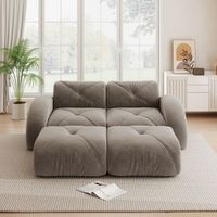 sofa modular de 2 plazas con dos pufs chenilla color topo sin estructura