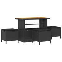 conjunto de comedor de jardin de 4 uds con cojines negro de poliratan y acacia cfw107979