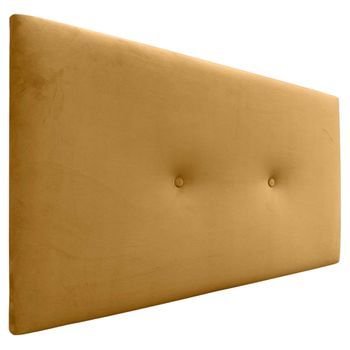Dhome Cabecero De Terciopelo Liso Con Botones 80x50 Camas 80/90 - Mostaza