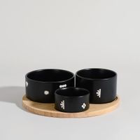 set de 3 cuencos para aperitivos de gres negro con motivos