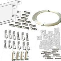 pack basic fast de 6 metros guias de aluminio blanco mate con 12 colgadores nylon para colgar cuadrosr aluminio blanco