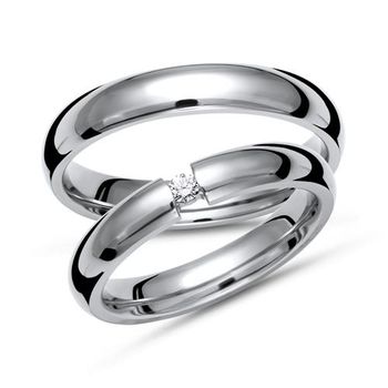 Alianzas de titanio diamante talla brillante 0,05 ct.