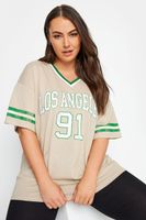 yours camiseta beige varsity los angeles mujer curvy y tallas grandes yours