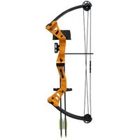 outlet arco compuesto hellbow besra de iniciacion con poleas regulables de 19-25 lbs y una apertura de 19 - 205 arco para diestros de color naranja posee un kit completo