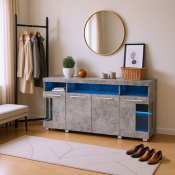 Zapatero moderno efecto hormigón gris con 4 puertas