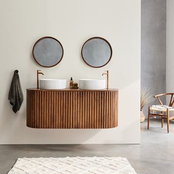 Mueble De Baño Flotante De Madera De Mindi Maciza De 140 Cm