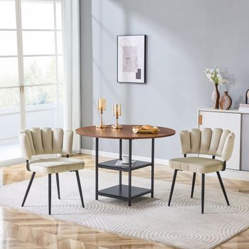 Conjunto De Mesa Y Sillas - Comedor - Mdf Y Metal - Nogal Y Marrón Claro (107x107x75cm)