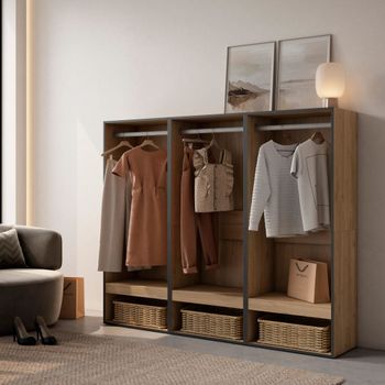 Vestidor efecto madera roble 180x35x145cm