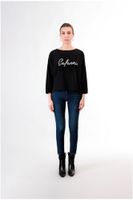 camiseta con estampado flocado y logo de strass black s