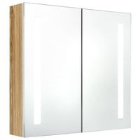 mueble de bano  armario de bano con espejo y led blanco y roble 62x14x60 cm