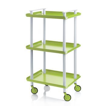 Carrito Auxiliar Leky, Armazón Gris, 3 Estantes. Multifuncional, Práctico Y Decorativo,acero,verde Pistacho