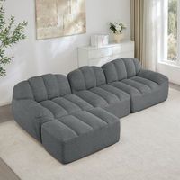 sofa modular de 3 plazas - mueble para salon - tejido granulado - gris 288x165x79cm