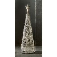 arbol de navidad conico blanco con led a pilas 39dx128 cms