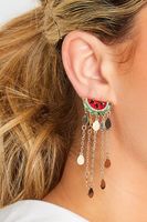 pendientes dorados diseno sandias con borlas