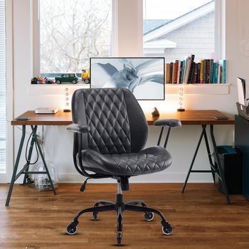 Silla De Oficina Ergonómica Para Trabajar Desde Casa, Negra, Altura Regulable Y Soporte Lumbar