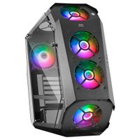 mars gaming mc51 caja pc gaming atx diseno vanguardista doble ventana cristal templado 5 ventiladores chroma rgb 12cm controladora argb con mando a distancia caja premium negro o blanco