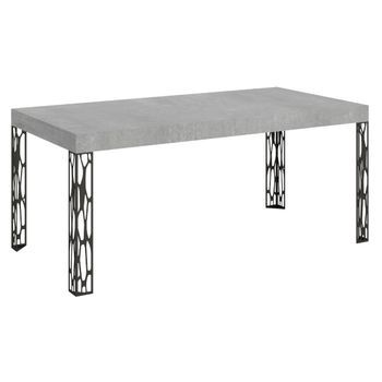 Mesa Extensible Kiza Con Patas De Acero Antracita-color Gris Cemento-ancho Extensible