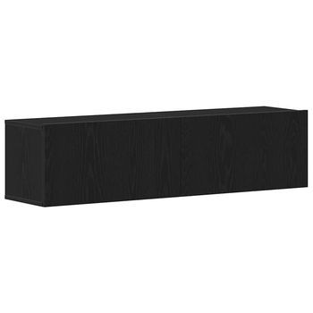 Mueble De Tv De Madera De Roble Negro 120x30x30,5 Cm Vidaxl