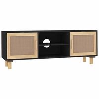 mueble para tv madera maciza pino y ratan natural 105x30x40 cm vidaxl