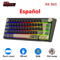 teclado mecanico rk royal kludge r65 con cable 66 teclas 65 retroiluminacion rgb intercambiable en caliente para gamers con teclas mda pbt
