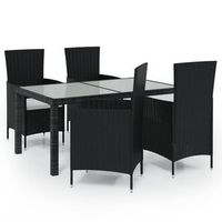 juego de comedor exterior 5 piezas  mueble de jardin con cojines ratan negro