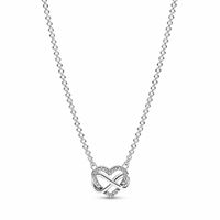 collar pandora corazon infinito entrelazado brillante