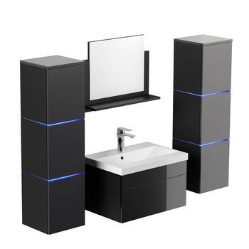 Conjunto Completo De Muebles De Baño Wangerooge Xl - Negro Made In Germany