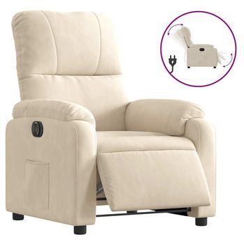 Sillón De Salón | Silla | Sillón Reclinable Eléctrico Tela De Microfibra Beige