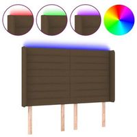 cabecero cama  panel de cabecera con led de tela marron oscuro 147x16x118128 cm