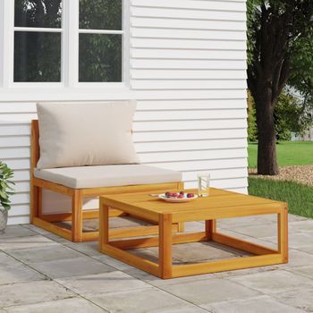 Sofás De Jardín 2 Uds | Mueble Jardin Mesa Y Sillas Con Cojines Madera Maciza Acacia Cfw485731