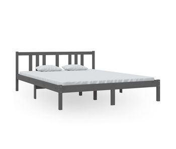 Estructura de cama madera maciza gris tamaño king 150x200 cm